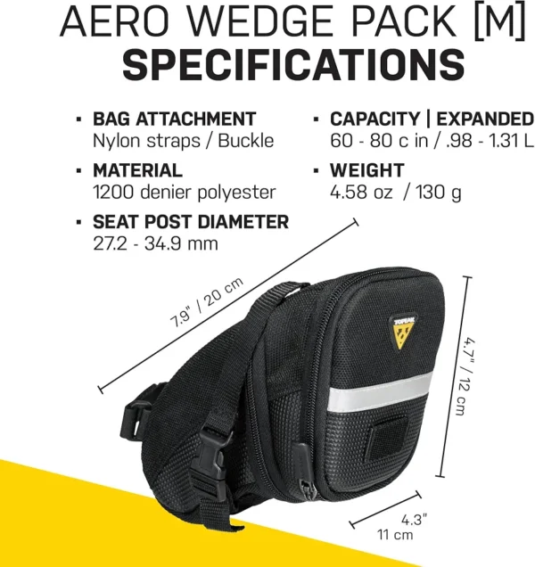 حقيبة مقعد دراجة هوائية TOPEAK AERO WEDGE PACK (مقاس M)